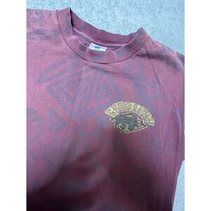 Vintage 90s Gecko Hawaii All Over tribal Print T-Shirt Belton USA Maroon‎ Mens M